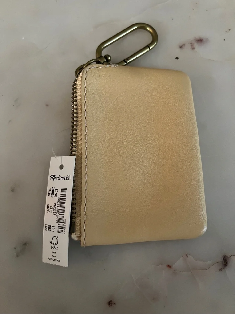 Madewell Small Zip Card Case in Pale Yellow